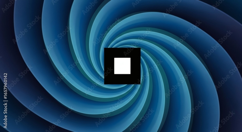 Canvas Prints black square with white square inside centered on blue spiral background
