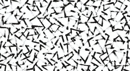 Black brush strokes forming abstract geometric shapes on a white background