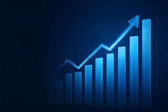 Abstract financial growth chart with upward arrow