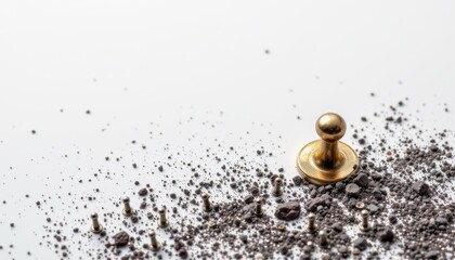 create a hyper realistic image featuring a single metal pin isolated against a white background, the pin should be positioned on the right side of the frame