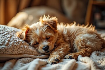 Ai dolce cucciolo di cane che dorme sul divano 04
