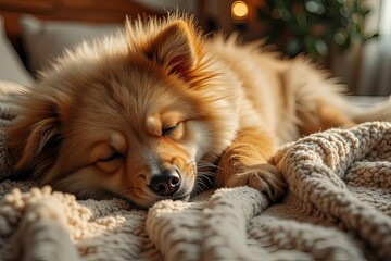 Ai dolce cucciolo di cane che dorme sul divano 01