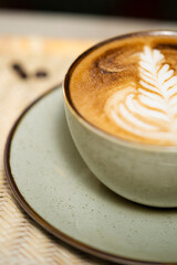 Cup of Hot Cappuccino with Latte Art