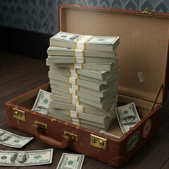 money in a suitcase