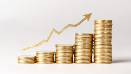 Stack of Gold Coins with Growth Arrow Graphic