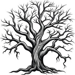 Obraz premium Autumn Halloween Elements Bare Tree Winter Illustration Design