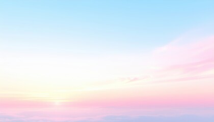 Fototapeta premium Serene Pastel Sky: A breathtaking spectacle of delicate pastels paints the sky, with a blend of soft blues, gentle pinks, and golden hues that evokes a sense of tranquility and wonder.