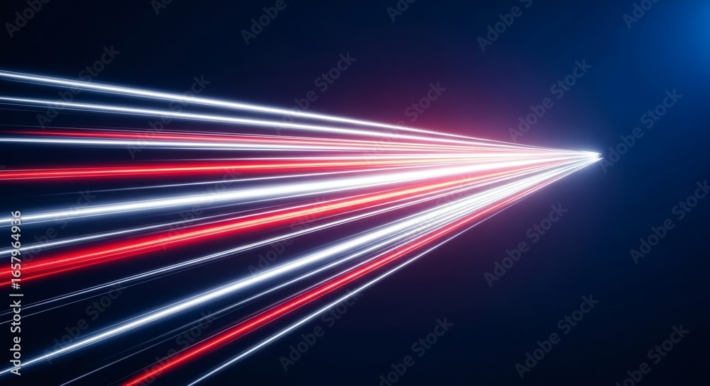 Canvas Prints streaking red and white light trails converging to a point on a dark background