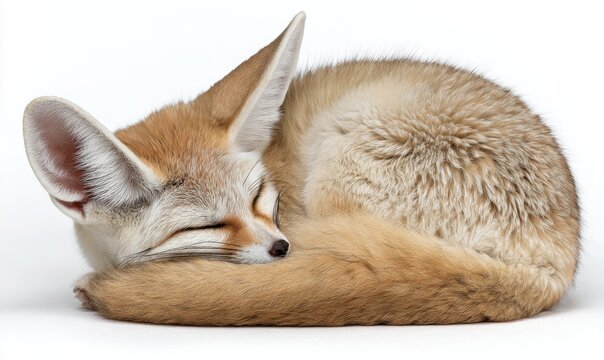 Fennec fox curled up sleeping - Powered by Adobe
