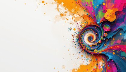 create a vibrant and textured digital painting featuring an abstract design inspired by fractal patterns, the main subject should be placed in the upper right corner of the image