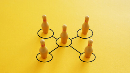 Leadership and organization skills are shown by team leader is connected to teammates. Establish contact with employees