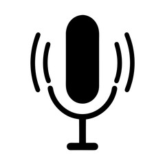 Black microphone with sound waves symbolizes recording and podcasting with style
