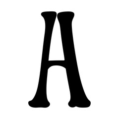 Black and white image of the letter A in ornate typography