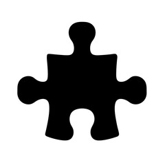 Silhouette of a single jigsaw puzzle piece, symbolizing unity and connection