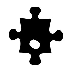 A single black jigsaw puzzle piece with a hole in the center
