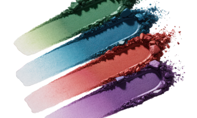 Abstract view of four colorful eyeshadow strokes, diagonal