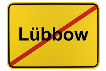 Illustration eines Ortsschildes der Gemeinde Lübbow in Niedersachsen