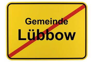 Illustration eines Ortsschildes der Gemeinde Lübbow in Niedersachsen