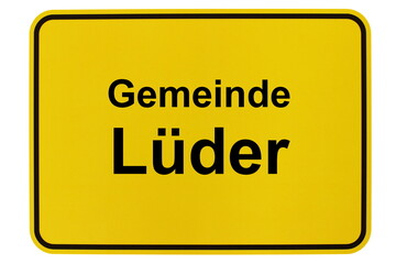 Illustration eines Ortsschildes der Gemeinde Lüder in Niedersachsen