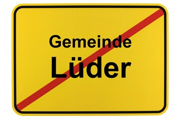 Illustration eines Ortsschildes der Gemeinde Lüder in Niedersachsen