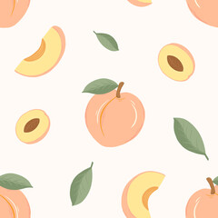Seamless Peach Pattern on Light Background