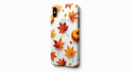 Stylish autumnt hemed phone case with pumpkins and maple leaves, ideal for thanksgiving and adding a seasonal touch to your mobile device, a perfect blend of protection and design