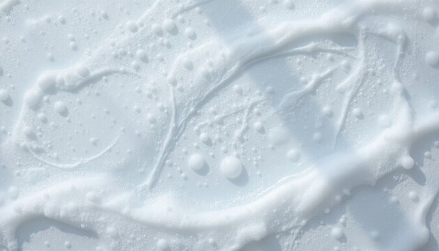 abstract background with white soapy foam texture, reminiscent of a shampoo lather with bubbles, positioned at the top under window light