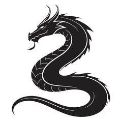 black sea serpent Silhouette Vector, High Quality Illustration on White Background