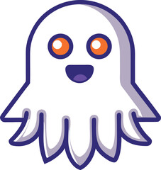 Obraz premium Halloween Line Art Collection Happy Ghost Cartoon Character Design