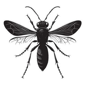 black wasp insect detailed view clip art preview