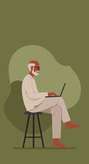 Focused senior man using a laptop, illustrating digital connection, lifelong learning, and modern elder engagement. Ideal for technology and lifestyle.