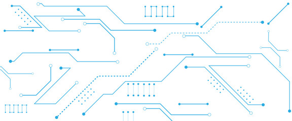 Abstract digital technology futuristic internet network speed connection white and blue background. Technology background with crossed lines and dots.