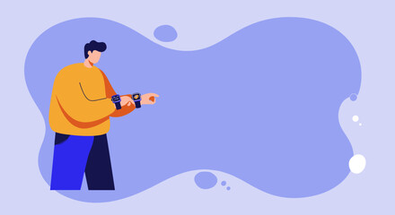 Man interacting with dual smartwatches, symbolizing modern technology, digital connectivity, and smart living. Ideal for tech, lifestyle, or business concepts.