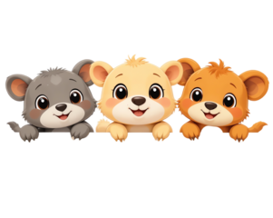 Cute cartoon animal characters with colorful background playful design vibrant colors charming illustration fun and friendly animals for children and entertainment