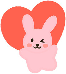 Cute Bunny Holding Heart – Kawaii Animal Clipart for Valentine and Holidays