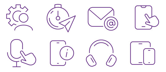 Collection of modern communication and technology icons
