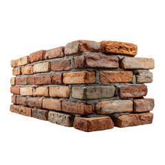 Obraz premium Stack of old weathered bricks isolated on transparent background