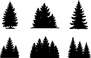 Pine Tree  , forest, nature  black vector bundle design graphics