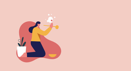 Woman blowing playful bubbles, capturing joy, relaxation, and simple pleasures. Ideal for lifestyle, leisure, or creative themes.