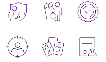 Diverse business icons representing recruitment, success, and approval in a modern style