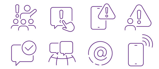 Collection of communication and alert icons for digital messaging and notifications
