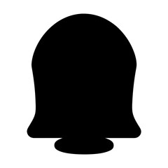 Solid black simple bell silhouette with base and round top for notification