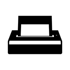 Simple black and white printer icon for printing document or images