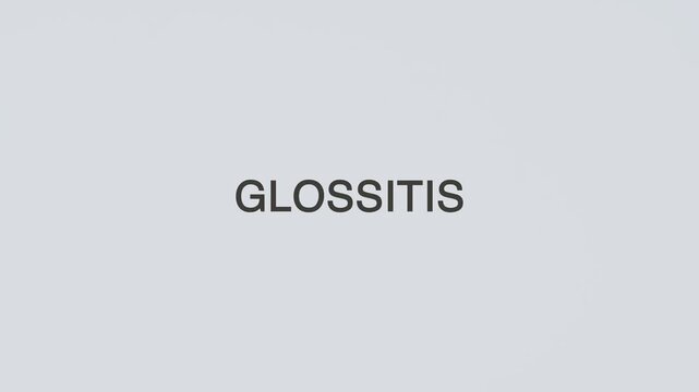 Glossitis concept word stethoscope illustrative illustration text hand diagnosed on white background for oral health awareness, patient care, and medical evaluation