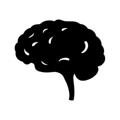 Monochrome illustration of human brain representing intelligence, memory, and neurological function