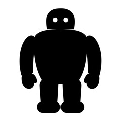 Silhouette of a Cute and Simple Cartoon Robot Character Standing Upright