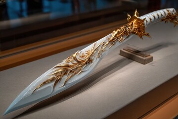 Ornate white blade with gold accents