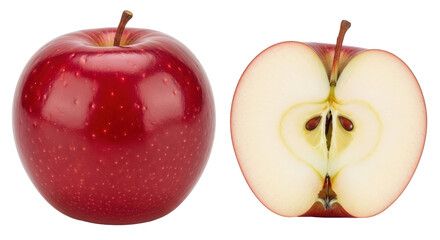 Isolated Red Apple and Half