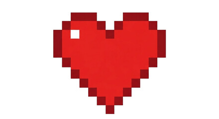 Obraz premium Retro pixelated red heart icon on transparent background