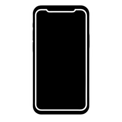 Smartphone device vector illustration with blank black screen and white frame outline